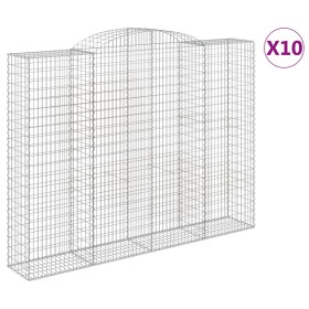 vidaXL Gabionen mit Hochbogen 10 Stk 300x50x220/240cm Verzinktes Eisen