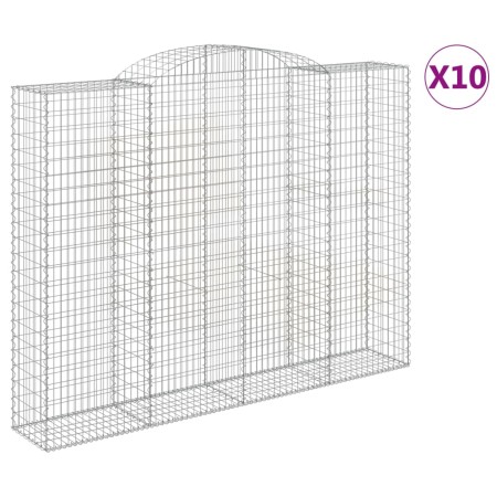vidaXL Gabionen mit Hochbogen 10 Stk 300x50x220/240cm Verzinktes Eisen