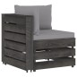 Modulares Ecksofa mit Kissen Grau Imprägniertes Holz Modulares Ecksofa mit Kissen Grau Imprägniertes Holz
