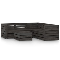 6-tlg. Garten-Lounge-Set Grau Imprägniertes Kiefernholz