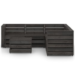 6-tlg. Garten-Lounge-Set Grau Imprägniertes Kiefernholz