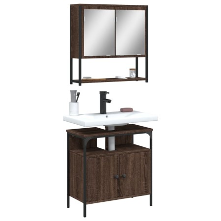 vidaXL 2-tlg. Badmöbel-Set Braun Eichen-Optik Holzwerkstoff