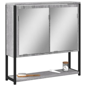 vidaXL Bad-Spiegelschrank Grau Sonoma 60x16x60 cm Holzwerkstoff