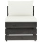 Modulares Mittelsofa mit Kissen Grau Imprägniertes Holz Modulares Mittelsofa mit Kissen Grau Imprägniertes Holz