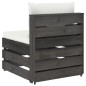Modulares Mittelsofa mit Kissen Grau Imprägniertes Holz Modulares Mittelsofa mit Kissen Grau Imprägniertes Holz