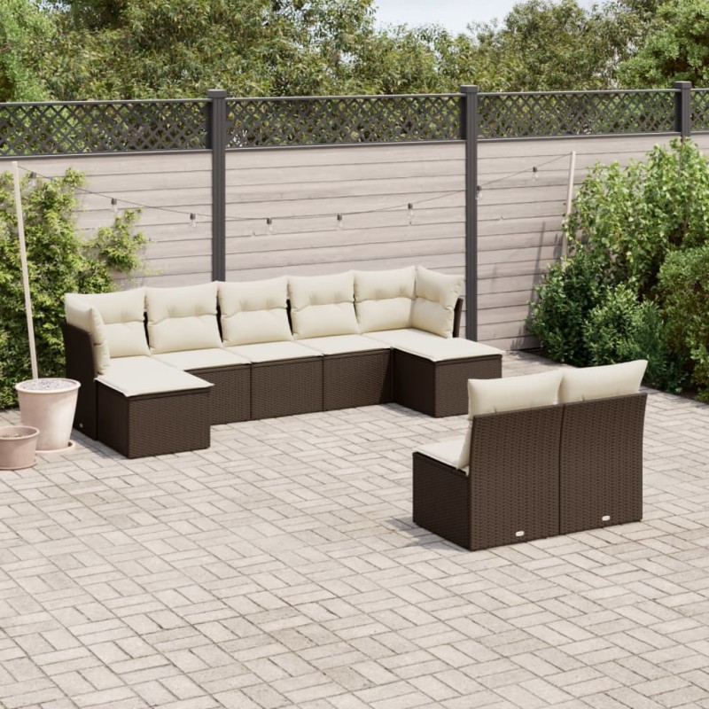 vidaXL 9-tlg. Garten-Sofagarnitur mit Kissen Braun Poly Rattan vidaXL 9-tlg. Garten-Sofagarnitur mit Kissen Braun Poly Rattan
