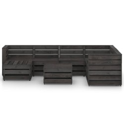 8-tlg. Garten-Lounge-Set Grau Imprägniertes Kiefernholz