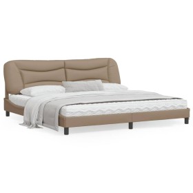 vidaXL Bettgestell mit LED Cappuccino-Braun 200x200 cm Kunstleder
