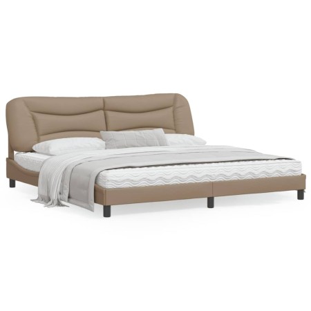 vidaXL Bettgestell mit LED Cappuccino-Braun 200x200 cm Kunstleder