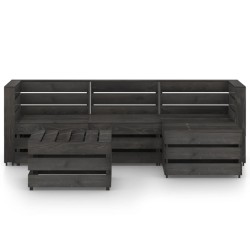 vidaXL 5-tlg. Garten-Lounge-Set Grau Imprägniertes Kiefernholz