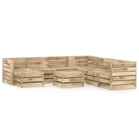 9-tlg. Garten-Lounge-Set Grün Imprägniertes Kiefernholz