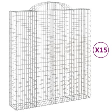 vidaXL Gabionen mit Hochbogen 15Stk. 200x50x220/240cm Verzinktes Eisen