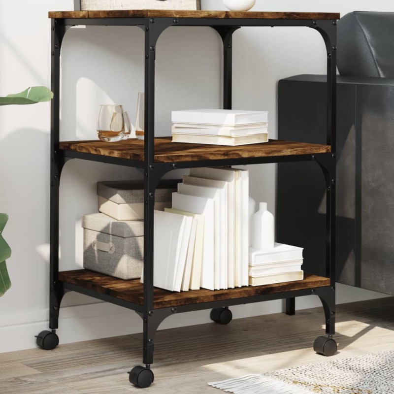 vidaXL Druckerständer 3 Ablagen Räuchereiche 50x41x75 cm Holzwerkstoff vidaXL Druckerständer 3 Ablagen Räuchereiche 50x41x75 cm Holzwerkstoff