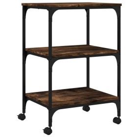 vidaXL Druckerständer 3 Ablagen Räuchereiche 50x41x75 cm Holzwerkstoff