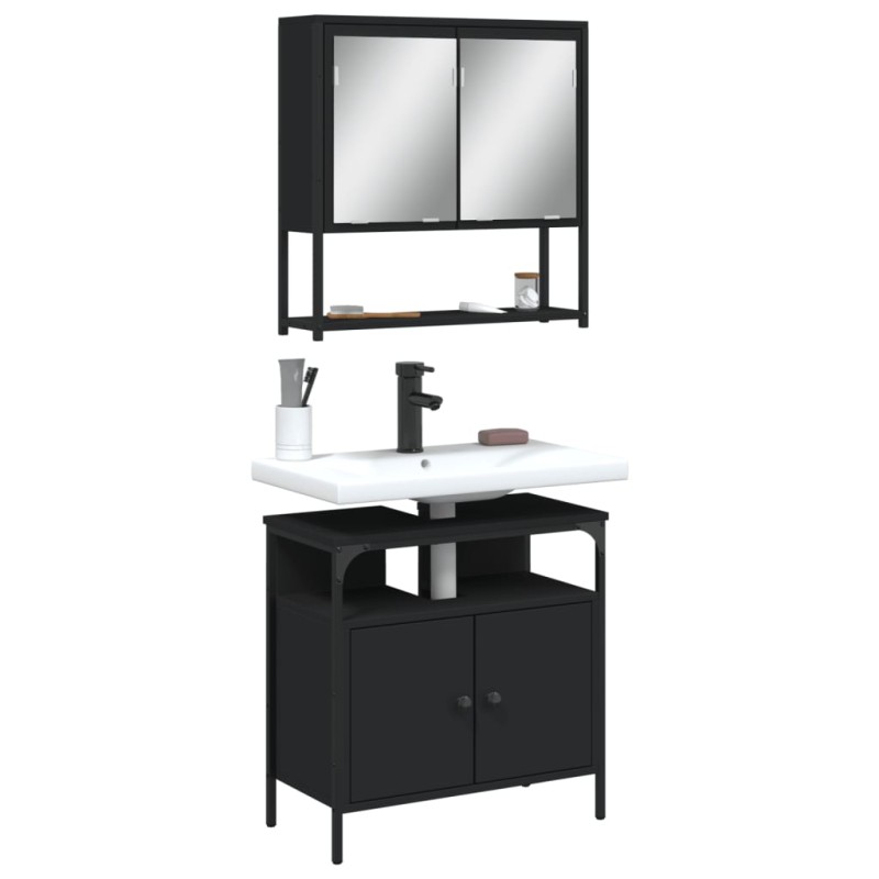 vidaXL 2-tlg. Badmöbel-Set Schwarz Holzwerkstoff vidaXL 2-tlg. Badmöbel-Set Schwarz Holzwerkstoff