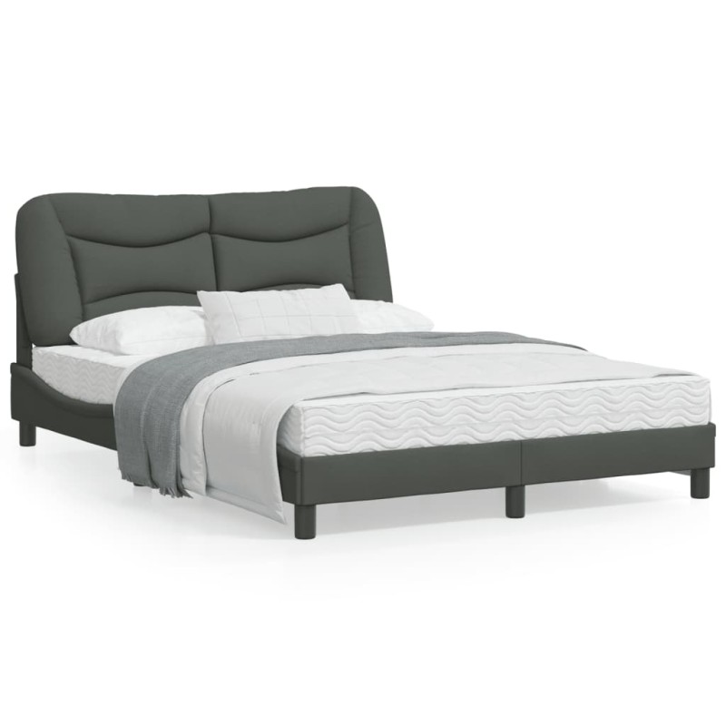 vidaXL Bettgestell mit Kopfteil Dunkelgrau 140x190 cm Stoff vidaXL Bettgestell mit Kopfteil Dunkelgrau 140x190 cm Stoff