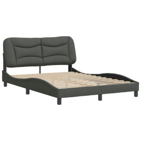 vidaXL Bettgestell mit Kopfteil Dunkelgrau 140x190 cm Stoff