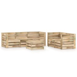 6-tlg. Garten-Lounge-Set Grün Imprägniertes Kiefernholz