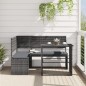 vidaXL Gartensofa in L-Form mit Tisch und Kissen Grau Poly Rattan vidaXL Gartensofa in L-Form mit Tisch und Kissen Grau Poly Rattan