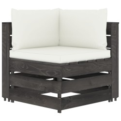 vidaXL Modulares Ecksofa mit Kissen Grau Imprägniertes Holz
