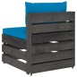 Modulares Mittelsofa mit Kissen Grau Imprägniertes Holz Modulares Mittelsofa mit Kissen Grau Imprägniertes Holz