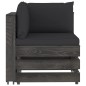Modulares Ecksofa mit Kissen Grau Imprägniertes Holz Modulares Ecksofa mit Kissen Grau Imprägniertes Holz