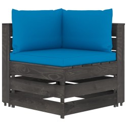 vidaXL Modulares Ecksofa mit Kissen Grau Imprägniertes Holz