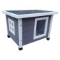 @Pet Outdoor Katzenhaus XL 68,5x54x51,5 cm Holz Grau und Weiß @Pet Outdoor Katzenhaus XL 68,5x54x51,5 cm Holz Grau und Weiß