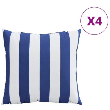 vidaXL Zierkissen 4 Stk. Blau & Weiß Gestreift 50x50 cm Stoff