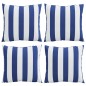 vidaXL Zierkissen 4 Stk. Blau & Weiß Gestreift 50x50 cm Stoff vidaXL Zierkissen 4 Stk. Blau & Weiß Gestreift 50x50 cm Stoff