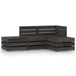 4-tlg. Garten-Lounge-Set Grau Imprägniertes Kiefernholz