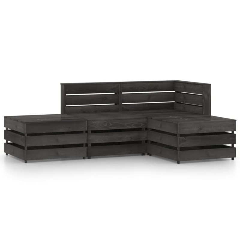 4-tlg. Garten-Lounge-Set Grau Imprägniertes Kiefernholz 4-tlg. Garten-Lounge-Set Grau Imprägniertes Kiefernholz