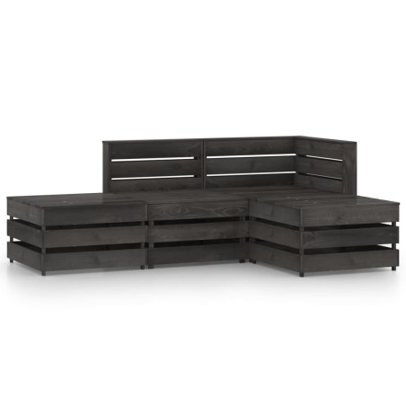 4-tlg. Garten-Lounge-Set Grau Imprägniertes Kiefernholz