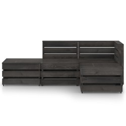 4-tlg. Garten-Lounge-Set Grau Imprägniertes Kiefernholz