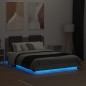vidaXL Bettgestell mit Kopfteil und LED-Leuchten Betongrau 135x190 cm vidaXL Bettgestell mit Kopfteil und LED-Leuchten Betongrau 135x190 cm