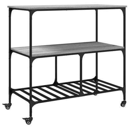 vidaXL Küchenwagen Grau Sonoma 100x50x95 cm Holzwerkstoff