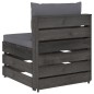 Modulares Mittelsofa mit Kissen Grau Imprägniertes Holz Modulares Mittelsofa mit Kissen Grau Imprägniertes Holz