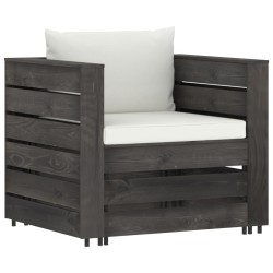 vidaXL 2-tlg. Garten-Lounge-Set mit Kissen Grau Imprägniertes Holz