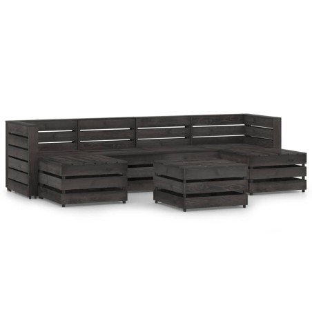 vidaXL 7-tlg. Garten-Lounge-Set Grau Imprägniertes Kiefernholz