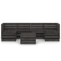 vidaXL 7-tlg. Garten-Lounge-Set Grau Imprägniertes Kiefernholz