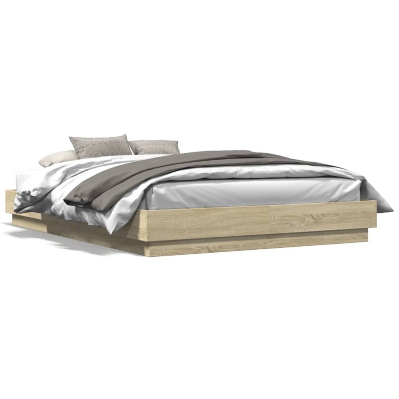 vidaXL Bettgestell mit LED Sonoma-Eiche 120x200 cm vidaXL Bettgestell mit LED Sonoma-Eiche 120x200 cm