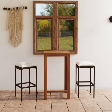 3-tlg. Gartenbar-Set mit Kissen Braun