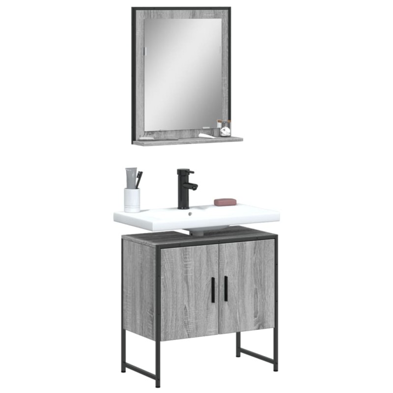 vidaXL 2-tlg. Badmöbel-Set Grau Sonoma Holzwerkstoff vidaXL 2-tlg. Badmöbel-Set Grau Sonoma Holzwerkstoff