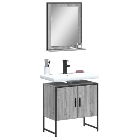vidaXL 2-tlg. Badmöbel-Set Grau Sonoma Holzwerkstoff