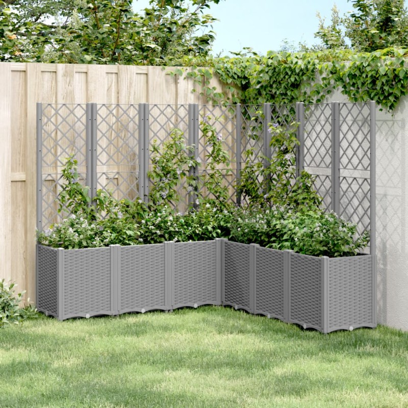 vidaXL Pflanzkübel mit Rankgitter Hellgrau 160x160x140 cm PP vidaXL Pflanzkübel mit Rankgitter Hellgrau 160x160x140 cm PP