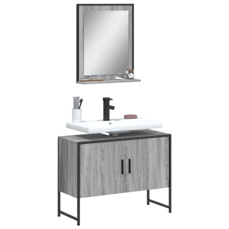 vidaXL 2-tlg. Badmöbel-Set Grau Sonoma Holzwerkstoff
