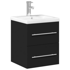 vidaXL Waschbeckenunterschrank mit Einbaubecken Schwarz