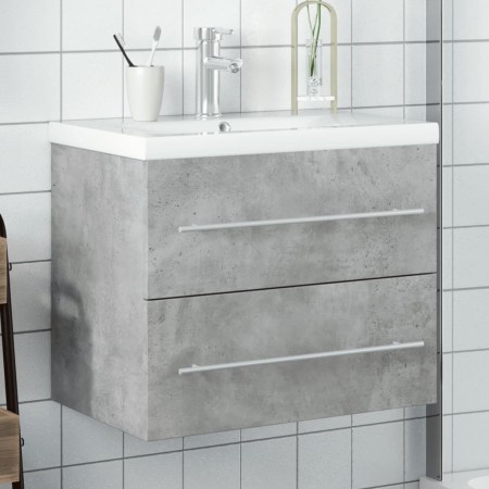 vidaXL Waschbeckenunterschrank mit Einbaubecken Betongrau