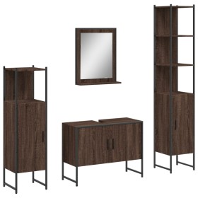 vidaXL 4-tlg. Badmöbel-Set Braun Eichen-Optik Holzwerkstoff