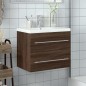vidaXL Waschbeckenunterschrank mit Einbaubecken Braun Eiche-Optik vidaXL Waschbeckenunterschrank mit Einbaubecken Braun Eiche-Optik